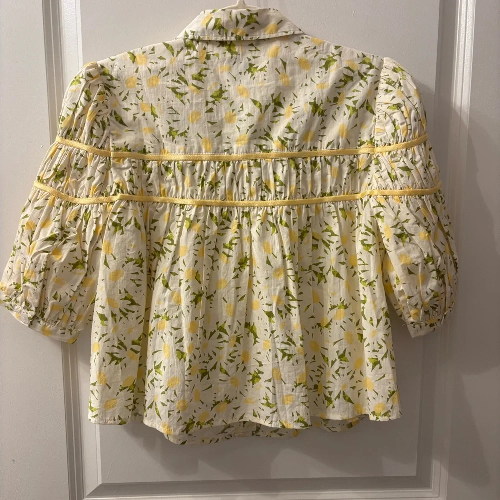 Maeve Floral Blouse in Yellow and Green - Picture 2 of 5